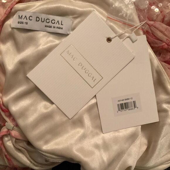 MAC DUGGAL  9148 Womens Pink Flounce Sleeve Floral Embellished Dress - Picture 15 of 15